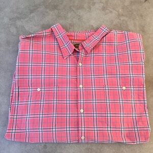 The Foundry Mens Shirt Short Sleeve Button Down Pink Plaid Size 4XLT Western